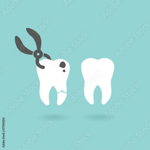 Set of clean and dirty tooth on blue background, clearing tooth process. Teeth Whitening. Dental health Concept. Oral Care, teeth restoration. Yellow and white teeth.