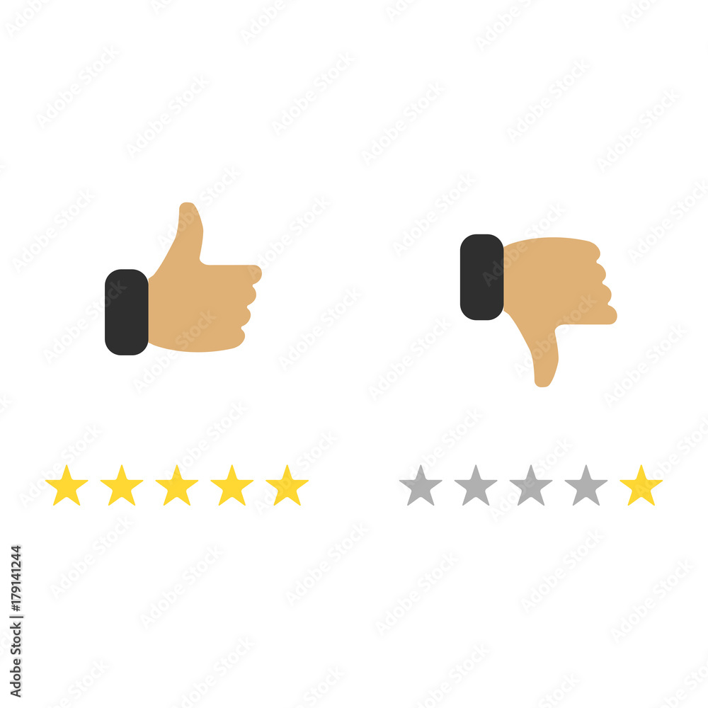 Fototapeta premium Thumb up and down red and green icons. Vector illustration. I like and dislike round buttons in flat design.