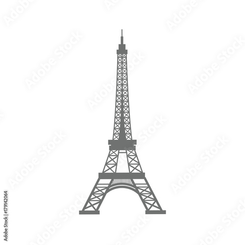 Fototapeta Naklejka Na Ścianę i Meble -  Eiffel tower silhouette and hand sketched icons. Vector symbols of Paris