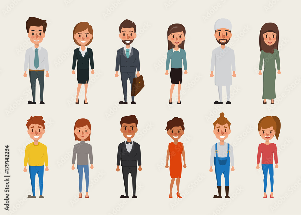 Set of women and men character.Different nationalities and dress styles. Set of women and men character.Different nationalities and dress styles.