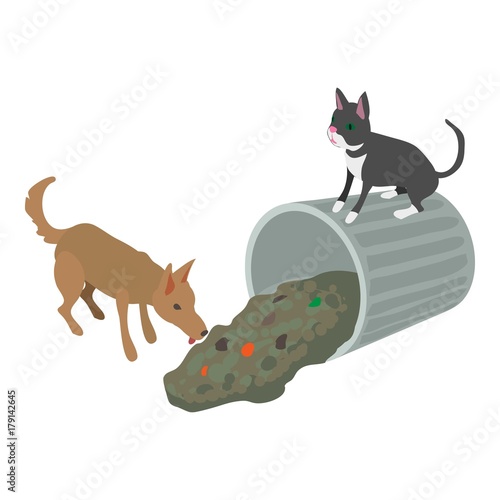 Stray animal icon, isometric 3d style
