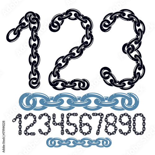 Vector modern numbers collection. Trendy numbers for use as poster design elements. Created using connected chain link.