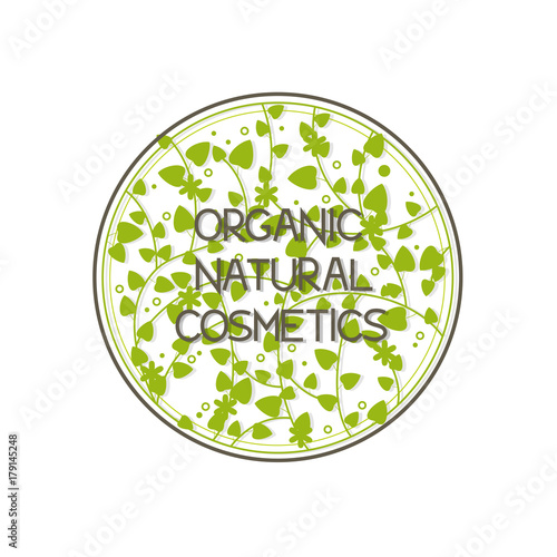 vector hand-drawn concept emblem of the salon of natural cosmetics