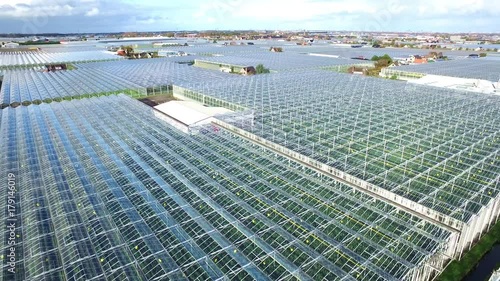Aerial of greenhouses / glasshouses in the Westland aria in The Netherlands
