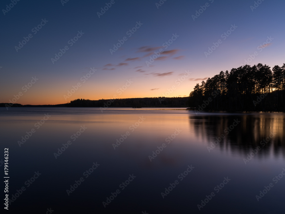 after sunset over a lake