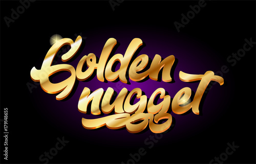 golden nugget 3d gold golden text metal logo icon design handwritten typography