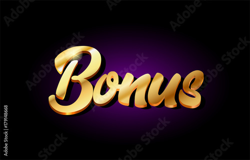bonus 3d gold golden text metal logo icon design handwritten typography