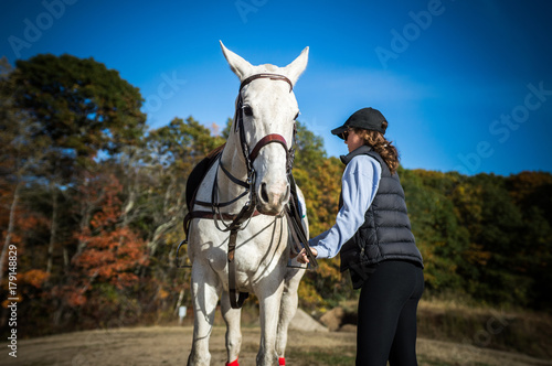 Young Woman and White Horse