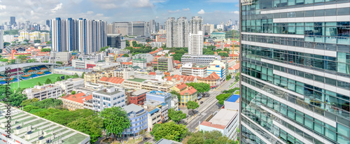 Canvas Print Public residential condominium building complex and downtown skylines at Kallang neighborhood in Singapore