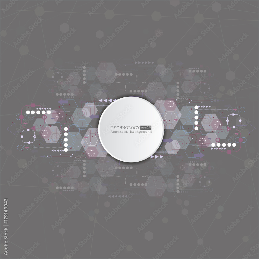 Obraz premium Abstract technological background with various technological elements. Structure pattern technology backdrop. Vector