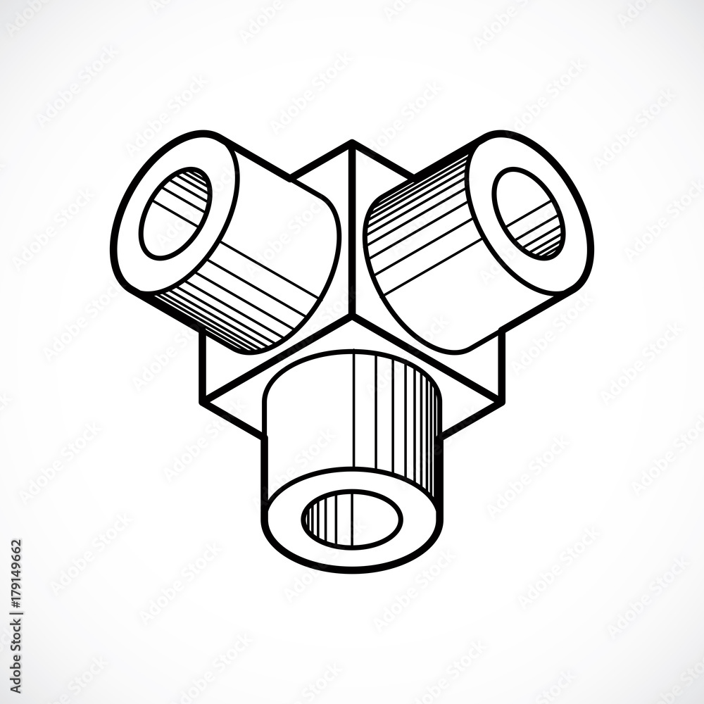 Engineering three-dimensional construction, abstract vector trigonometric shape. Engineering three-dimensional construction, abstract vector trigonometric shape.