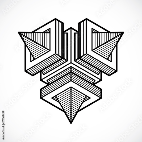 Engineering three-dimensional construction, abstract vector trigonometric shape.