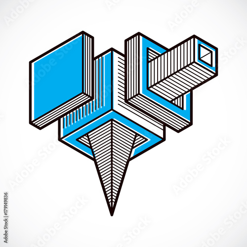 Engineering three-dimensional construction, abstract vector trigonometric shape.