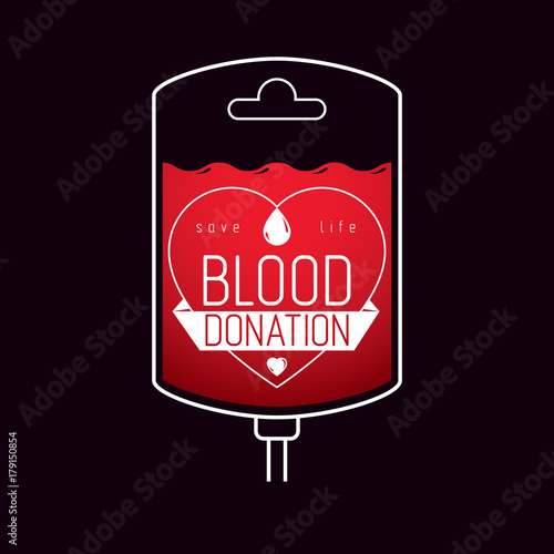 Vector illustration of blood dropper prepared for blood donation. Blood transfusion metaphor, medical care emblem.