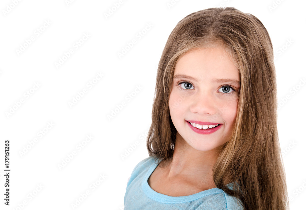 Portrait of adorable smiling happy little girl child isolated Portrait of adorable smiling happy little girl child isolated