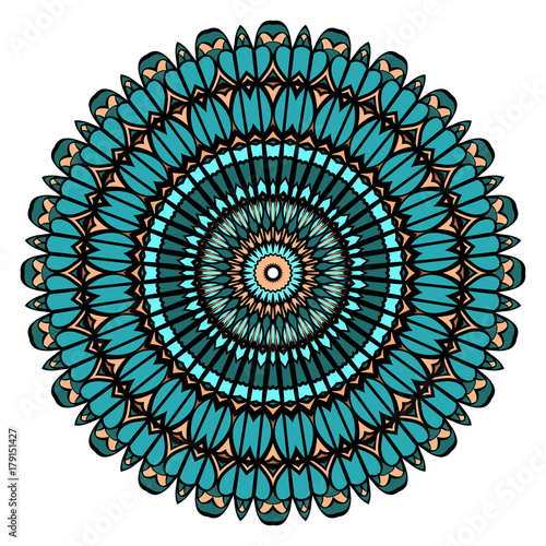 Ornamental circle pattern. Mandala. Vintage decorative elements. Hand drawn colorful vector background