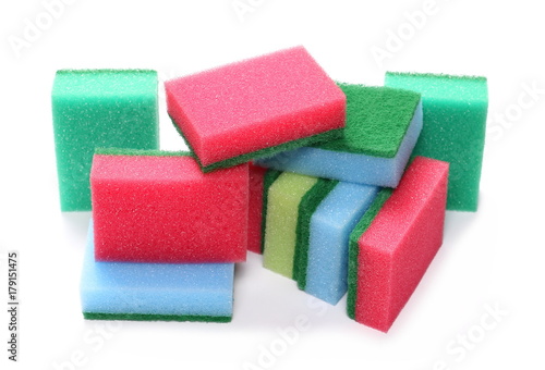 Colorful sponge isolated on white background