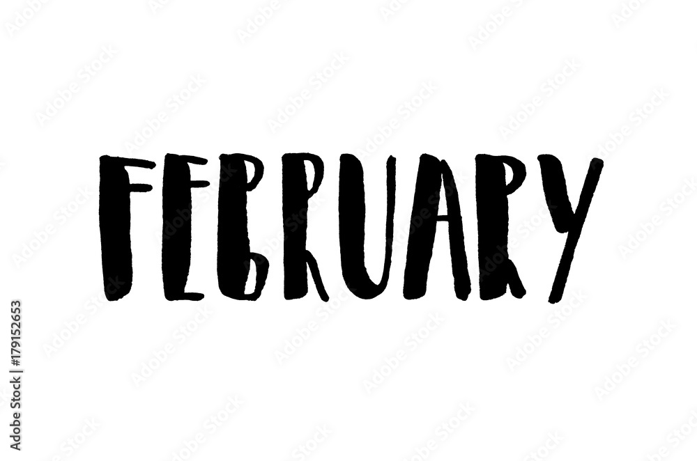 Fototapeta premium February. Handwritten text. Modern calligraphy