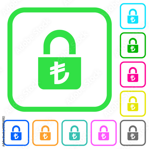 Locked lira vivid colored flat icons icons