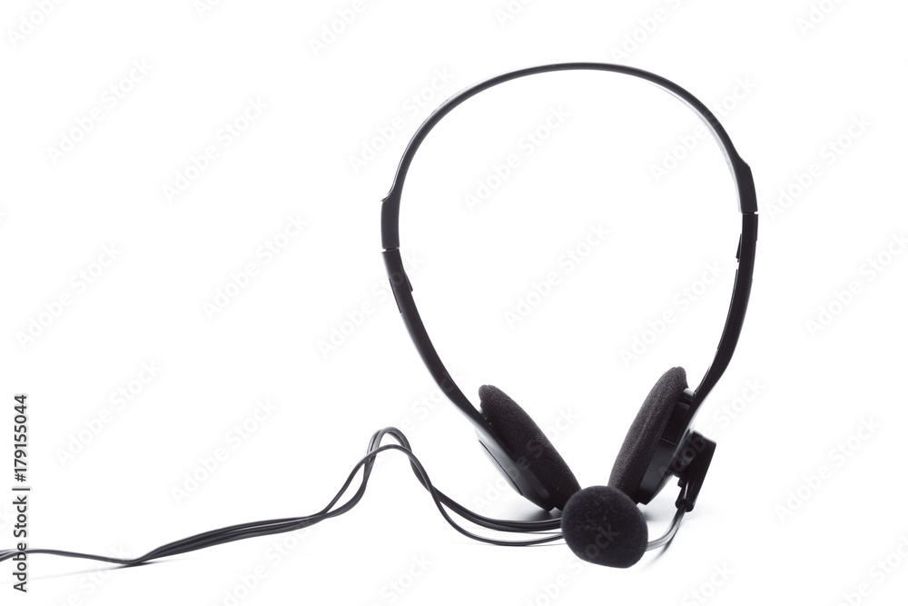 headset with microphone isolated on white headset with microphone isolated on white