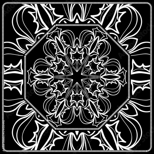 Design print for kerchief. pattern of mandala. Vector illustration.