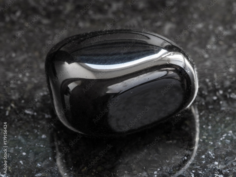 Photography Poster polished black Onyx gemstone on dark | Wall Art