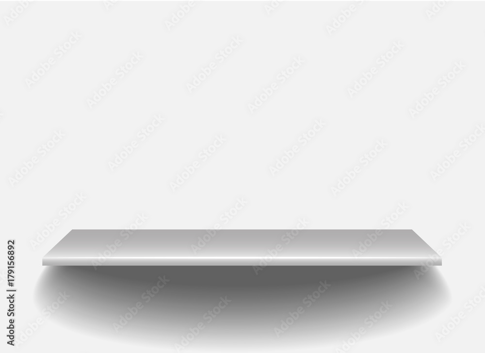 Empty white shop shelf, 3d store wall display. vector illustration Empty white shop shelf, 3d store wall display. vector illustration