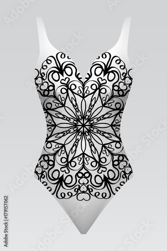 swimsuit with mandala ornament. fashion vector illustration