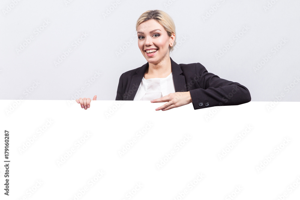 Attractive business lady in strong office jacket Attractive business lady in strong office jacket