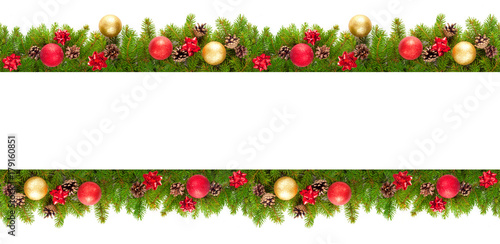 Evergreen branches on white