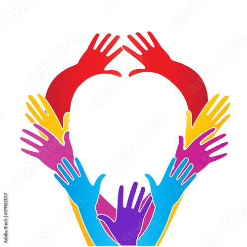 Hands in a heart love shape logo vector