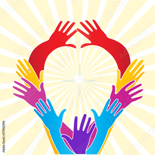 Hands doing a heart of love with cross logo vector
