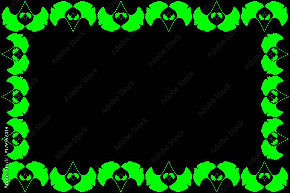 Ginkgo leaf - vector green frame, (Ginkgo biloba) Ginkgo leaf - vector green frame, (Ginkgo biloba)