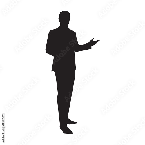Business presenter in suit, vector silhouette photo