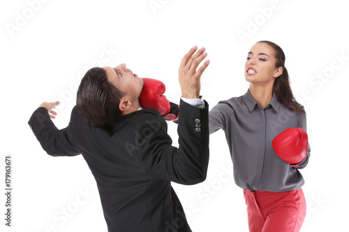 Woman in formal clothes and...