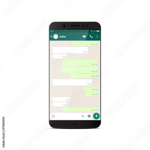 Modern smartphone with messenger window. Social network concept. Chating and messaging concept. Vector illustration.