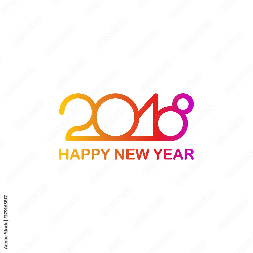 New 2018 year greeting card made in line colorful text New 2018 year greeting card made in line colorful text