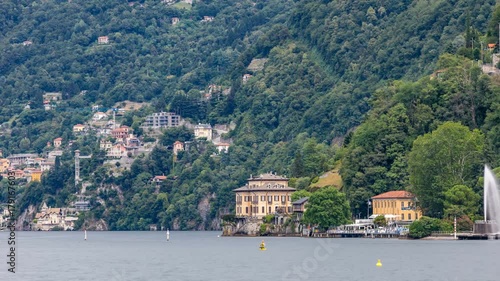 Landscape with Lake Como timelapse, Lombardy, Italy photo