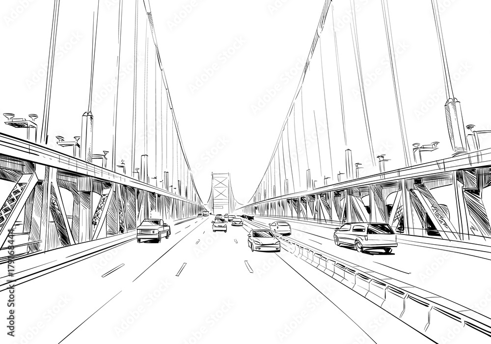 Fototapeta premium Philadelphia. Pennsylvania. USA. Hand drawn.Unusual Street sketch, vector illustration