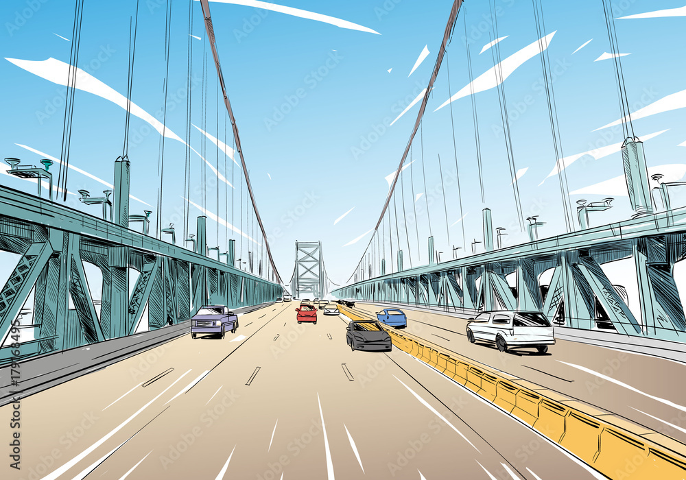 Plakat Filadelfia. Pensylwania. USA. Ręcznie rysowane. Niezwykły szkic ulicy, ilustracji wektorowych
