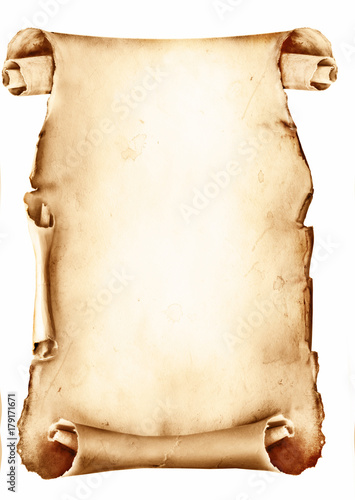 Vintage paper scroll isolated on white