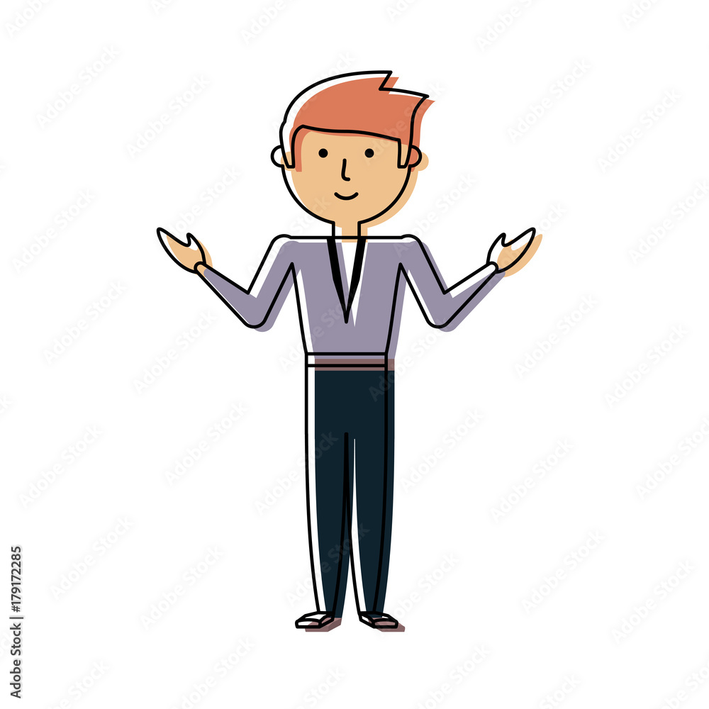 flat line colored teacher man over white background vector illustration flat line colored teacher man over white background vector illustration