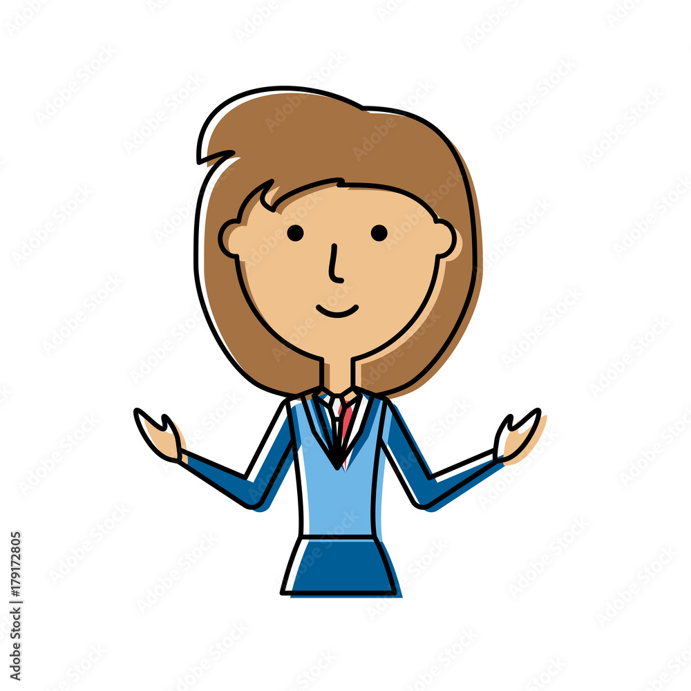 flat line colored  teacher woman over white background  vector  illustration
