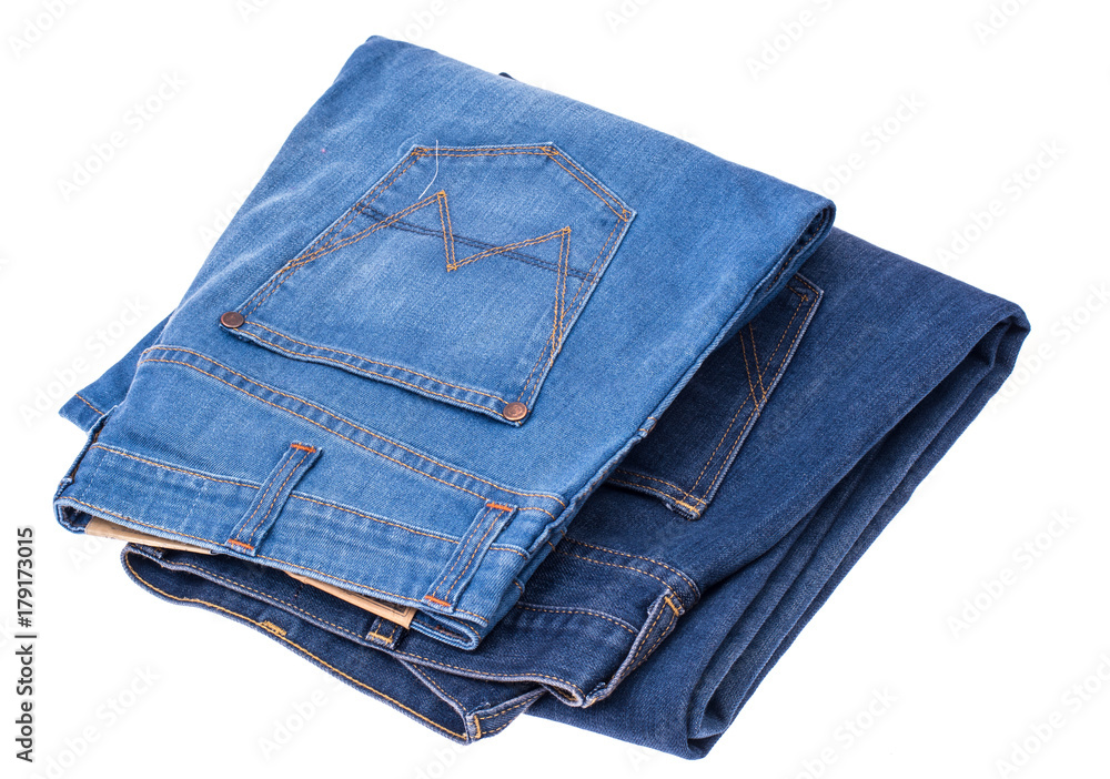 Blue jeans on white background Blue jeans on white background