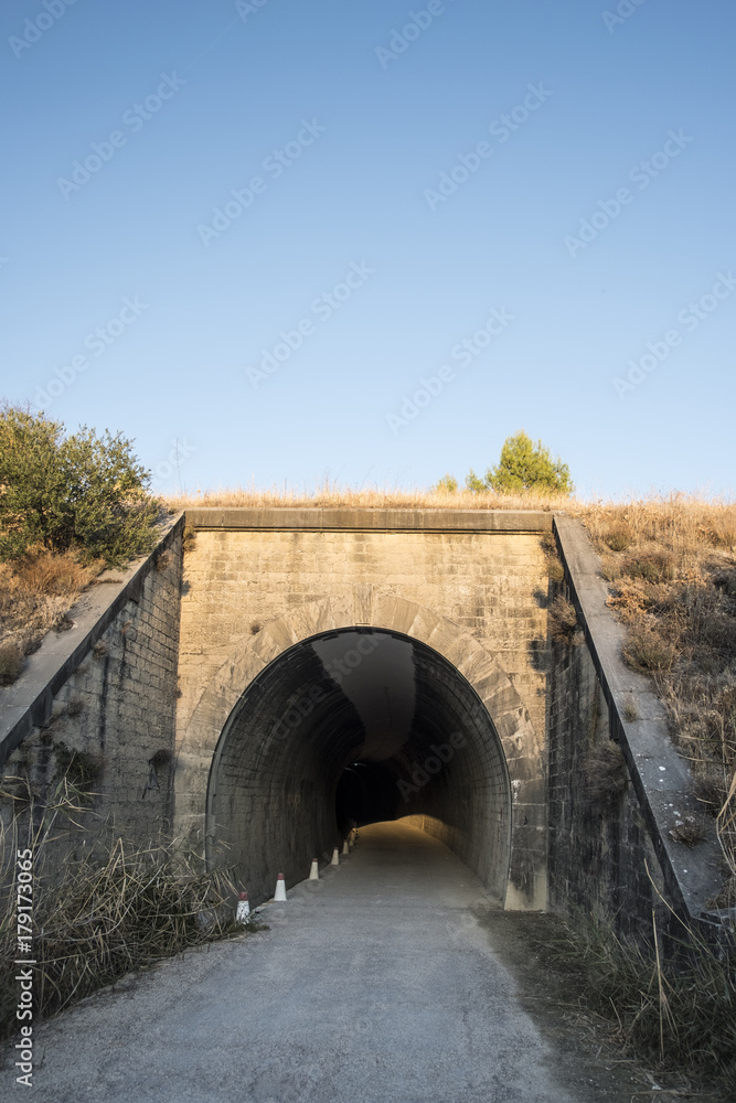 Fototapeta premium Black tunnel entrance underground