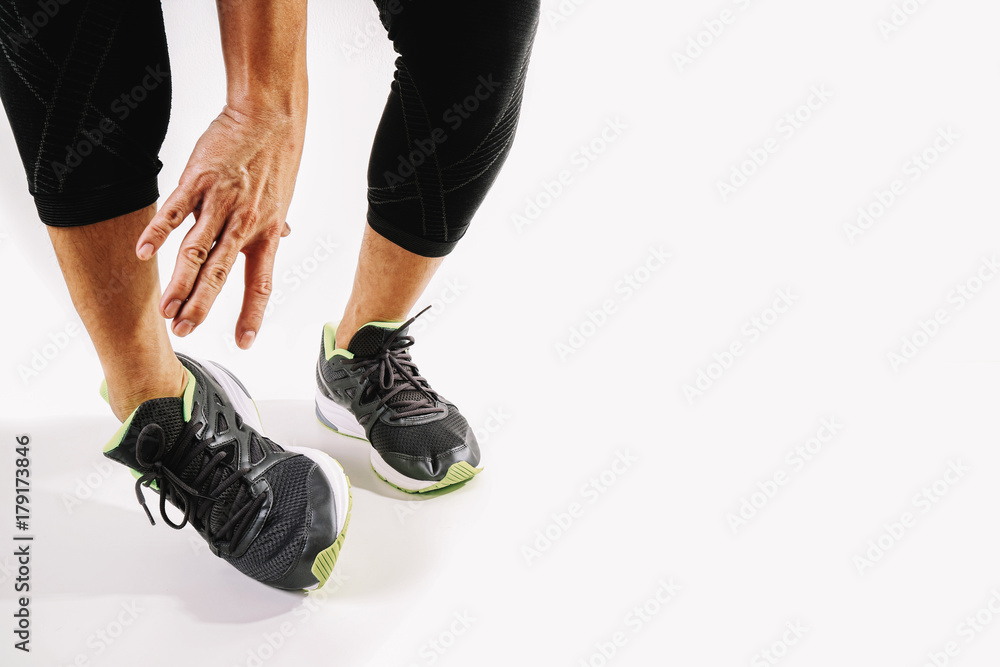 Runner sportsman holding ankle in pain with Broken twisted joint ...