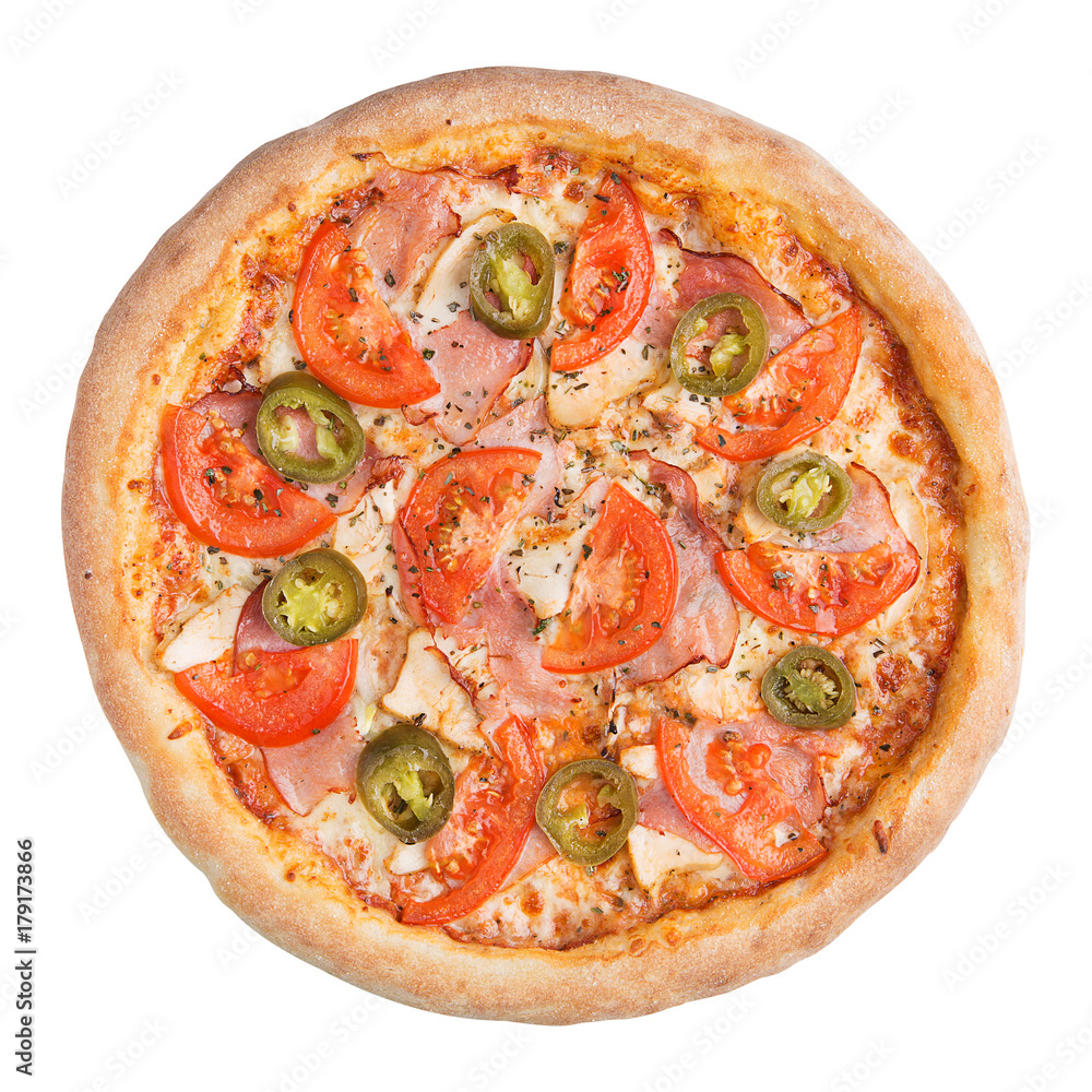 italian pizza on white background isolated