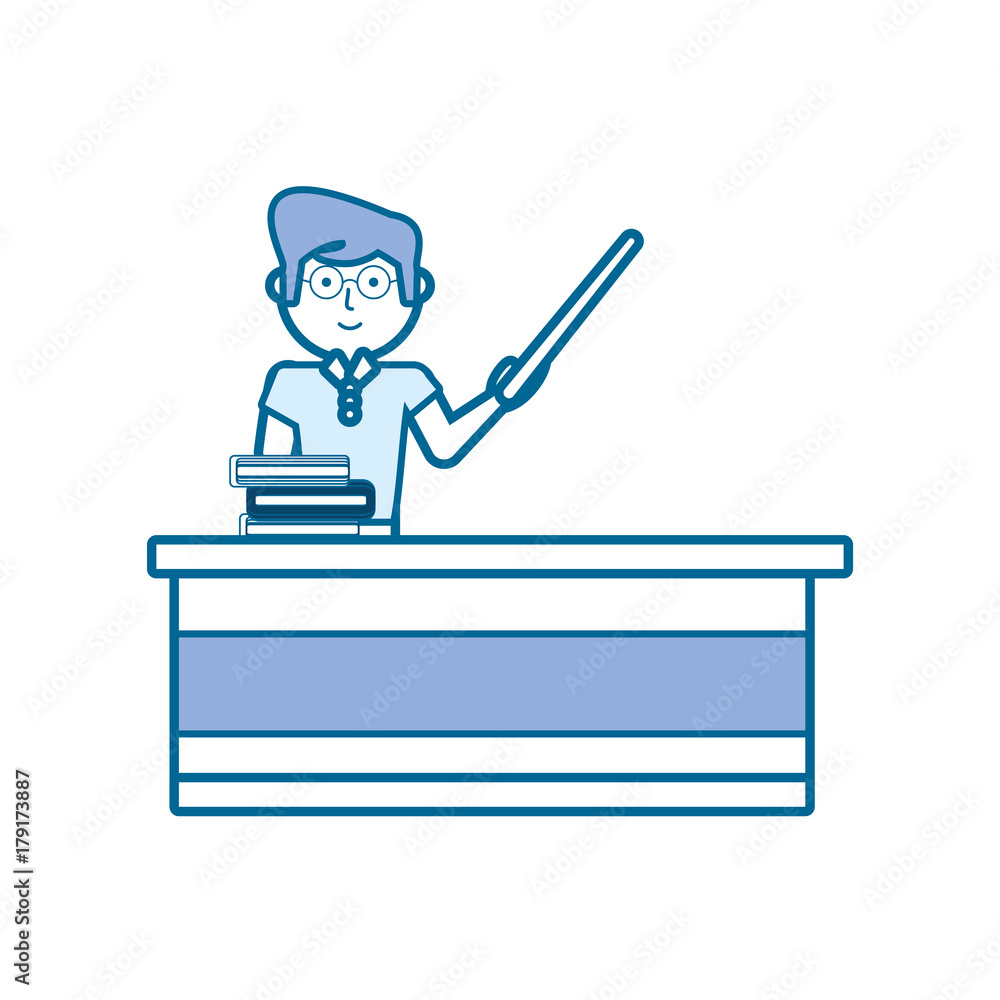 flat line colored teacher man over white background vector illustration flat line colored teacher man over white background vector illustration