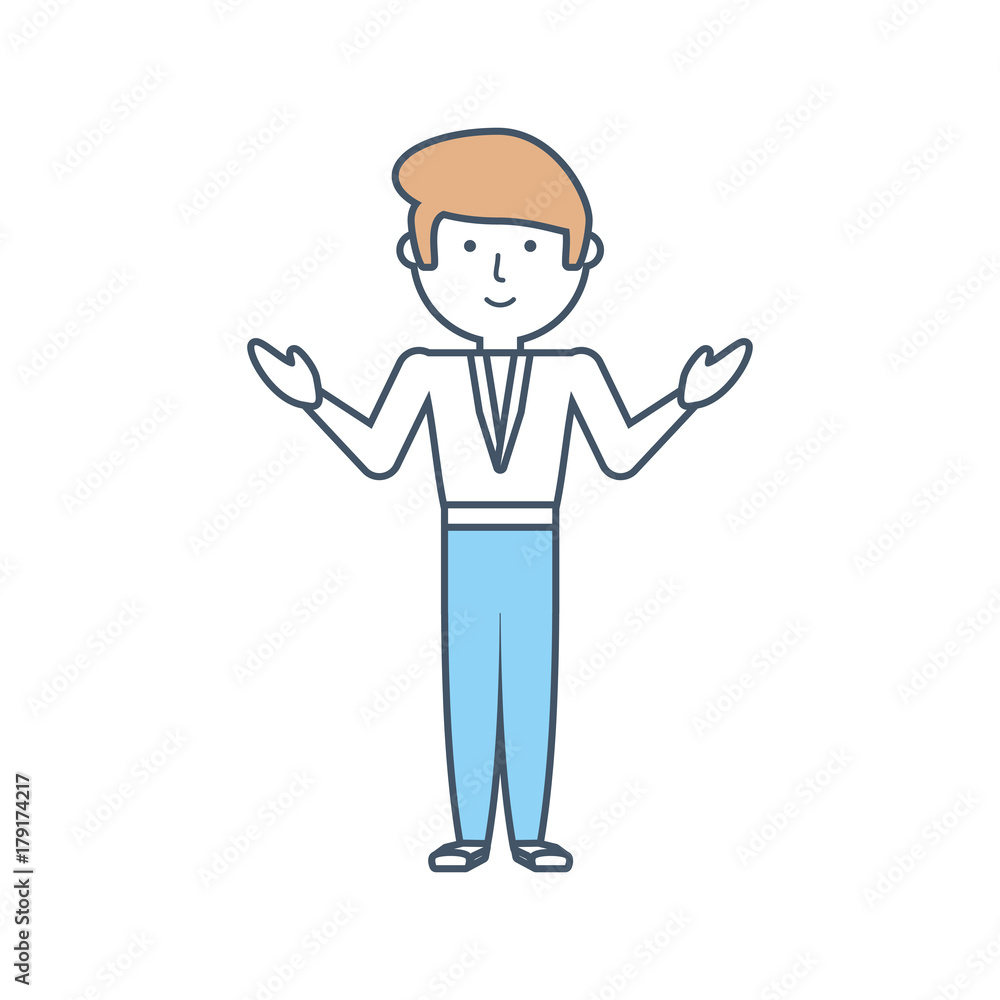 flat line colored teacher man over white background vector illustration flat line colored teacher man over white background vector illustration