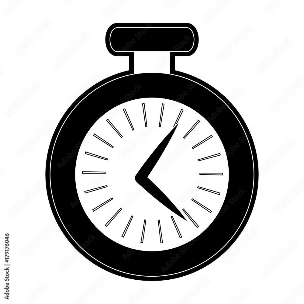flat line monochromatic stopwatch over white background vector illustration flat line monochromatic stopwatch over white background vector illustration